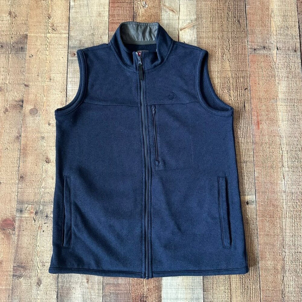 Wrangler Mens Navy Blue Fleece Vest With Full-Zip Closure Outdoor Style Size M